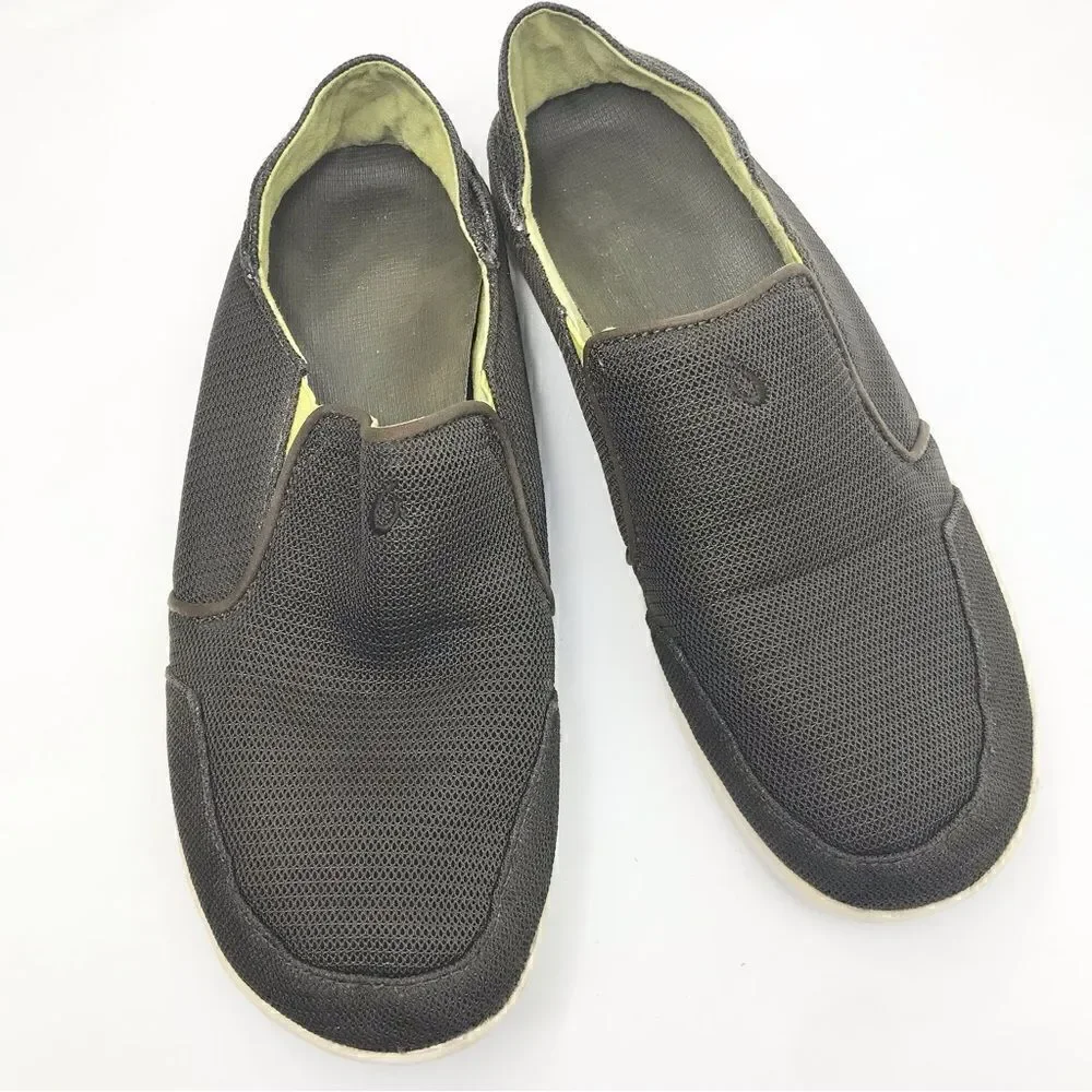 Olukai NOHEA Mesh Men’s Breathable Slip On Brown Green Loafer Boat Shoes